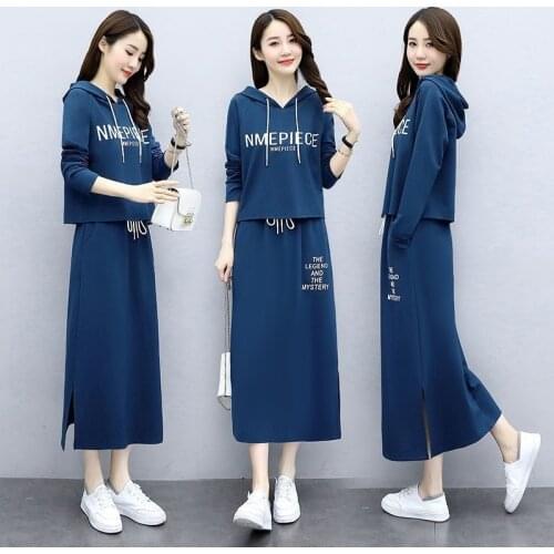 Two Piece Set Women Skirt Suit Korean Dress Plus Size Sexy Loose Chic Outfit Spring 2021 Fashion Long Stylish Top Female Elegant