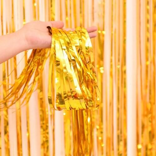 1*2M Wedding Decoration Foil Fringe Curtain Rain Tinsel Birthday Party Wall Backdrop Party Favors for Baby Shower Wedding Party