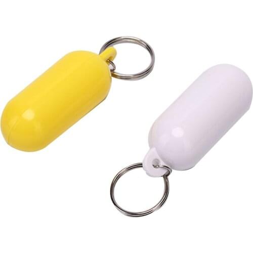 1pc Plastic Kayak Floating Keyring Fender Buoyant Key Ring Marine Sailing Boat Float Canal Keychain Yellow/White Color