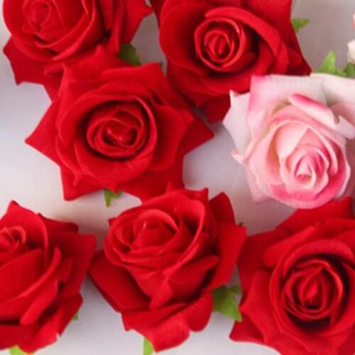 10PCS,10CM Head,Red/Pink Artificial Silk Fake Roses Heads,Wedding Decorations,DIY Bouquet Accessories,Brooch,Valentine Rosas