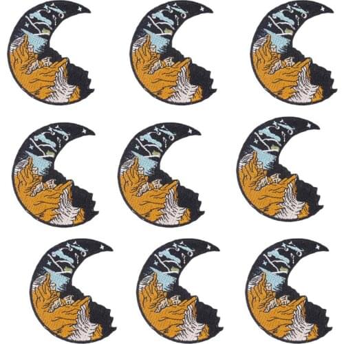 10Pcs/Set Moon Embroidered Patches For Clothing Iron On Patches On Clothes Diy Outdoor Embroidery Patch Stripes For Jacket