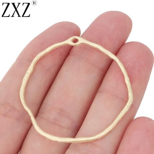 ZXZ 10pcs Matte Gold Large Hollow Open Irregular Round Circle Charms Pendants for Earring Jewelry Making Accessories