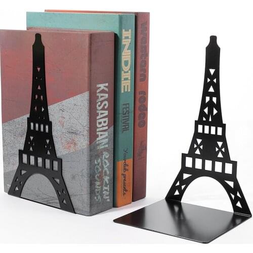 2pcs/Pair Distinctive Eiffel Tower Design Bookshelf Large Metal Bookend Desk Holder Organizer Gift Stationery Office Stationery