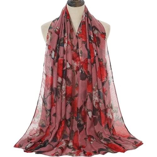 2020 New Arrival Floral Printed Cotton Scarf Hijabs Fashion Flower Women Shawls Big Size Muslim Head Wraps Turbans 1PC Retail