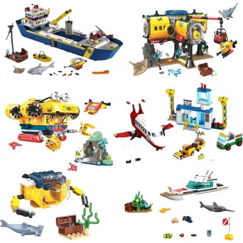 2021 Brand New Urban Ocean Reconnaissance Ship Model Set Building Blocks Building Block Toys Childrens Christmas Birthday Gifts