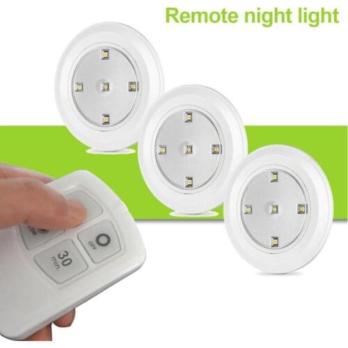 5 LED White Closet Under Cabinet Night Battery Powered Remote Control Night Light Security Kitchen Bedroom Night Light 3pcs