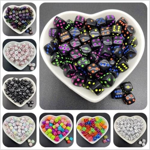 30pcs 8mm Square Shape Dicel Beads Acrylic Spaced Beads For Jewelry Making DIY Bracelet Necklac Accessories