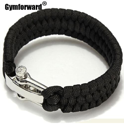 4mm Camping Cord 550 Survival Bracelet Outdoor Climbing Rope Rescue Cord Bracelet Steel Shackle Buckle Camping Tools 8 Colors
