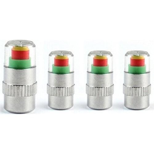 4Pcs/Set Car Tire Valve Cap Tire Pressure Table Tire Gauge Tire Pressure Monitoring Warning Cap