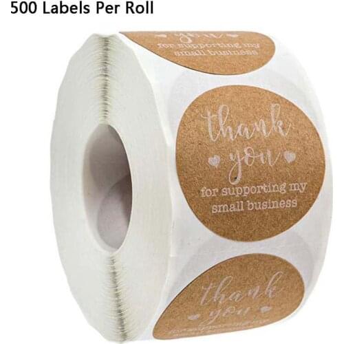 500pcs Thank You for Supporting My Business Kraft Stickers Seal Label Scrapbooking Decoration Handmade