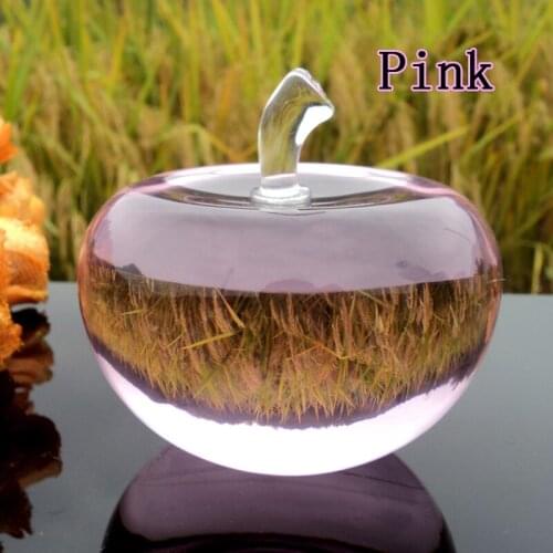 75 mm Pink Crystal Apple Glass Paperweight Pretty Gifts Crafts Art Collection Christmas Home Decorating Crafts