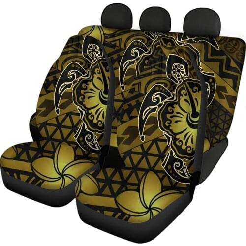 HUGSIDEA Automobile Car Seat Protector Durable Scratchproof Polynesian Seat Cover Tribal Turtle Print fit SUV Vans Sedan Soft