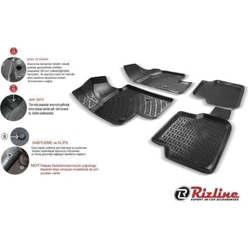 3D Car Floor Mat Black 4 cm Raised Borders For Peugeot 206 1999 up Perfect Fit Odorless Allergy Free Easy to Clean