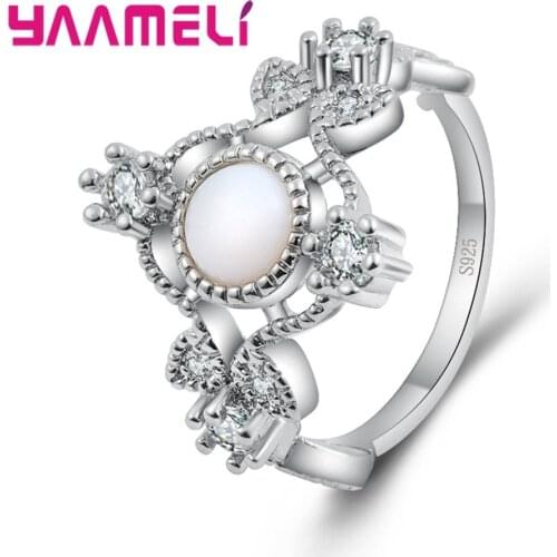 Free Shipping Jewelry Cubic Zirconia With Top Quality Opal Stone 925 Silver Wedding Ring for Women Gift Personality