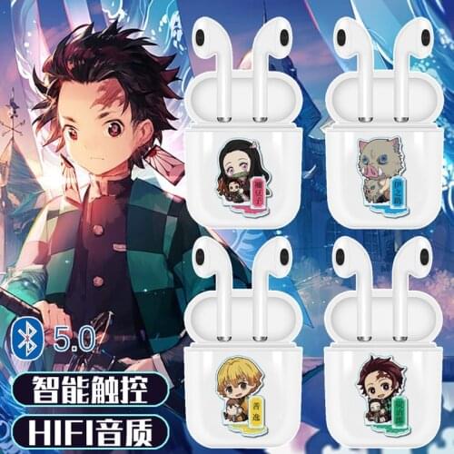 Demon Slayer Bluetooth earphones cosplay Kamado Tanjirou Nezuko Agatsuma Zenitsu For Android Wireless Earbuds 5.0 Charging box