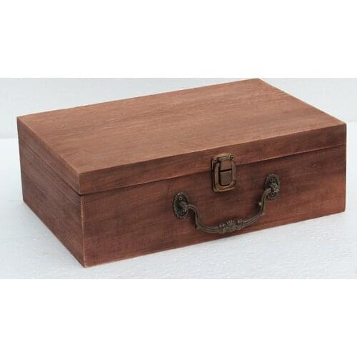 Desktop Boxes Wooden Nature Large Store Wood Deep Color Jewelry Storage