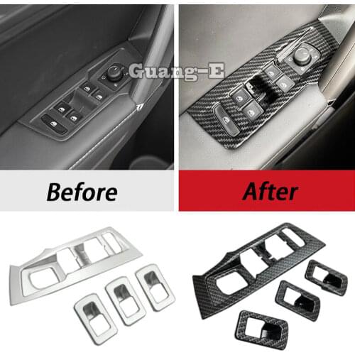 For Volkswagen Tiguan L TiguanL MK2 2016 -2020 ABS Chrome Door Window Glass Panel Armrest Lift Switch Button Trim Frame 4pcs