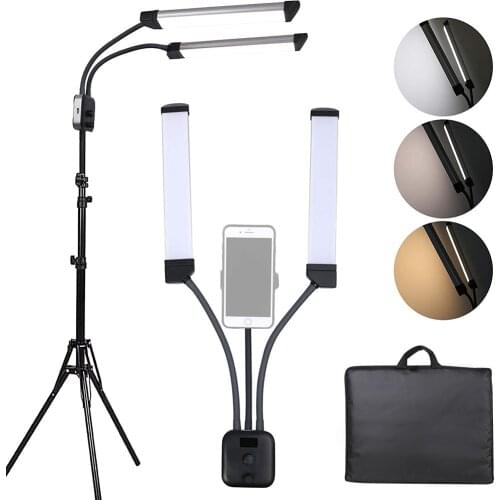 40w Double Arms Photography Light 3000-6000K for Make Up Video Studio Live Youtube Eyebrow Tattoo with Tripod