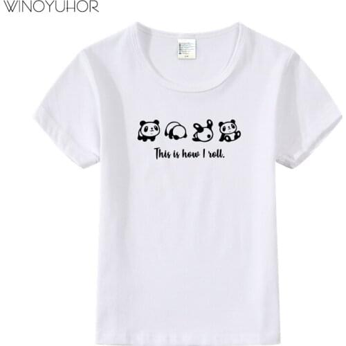This Is How I Roll Funny Panda Print T-Shirt Baby Kids Summer Short Sleeve T Shirts Boys Girls Cartoon Tee Tops Children
