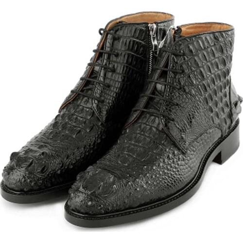 Eyugaoduannanxie crocodile Men shoes Side zipper High-cut shoes Male boots 2021 new Autumn winter Martin boots male shoes