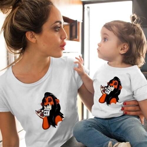 Tshirt Boy Casual Matching Family Set 2021 Simba Lion King Graphic Short-Sleeved Dad and Son Paired Clothes Childrens T-shirt