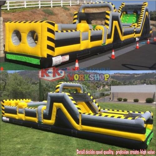 China supplier custom giant adult Jumping Bouncy Combo Bounce Bouncer castle Yellow Inflatable Obstacle