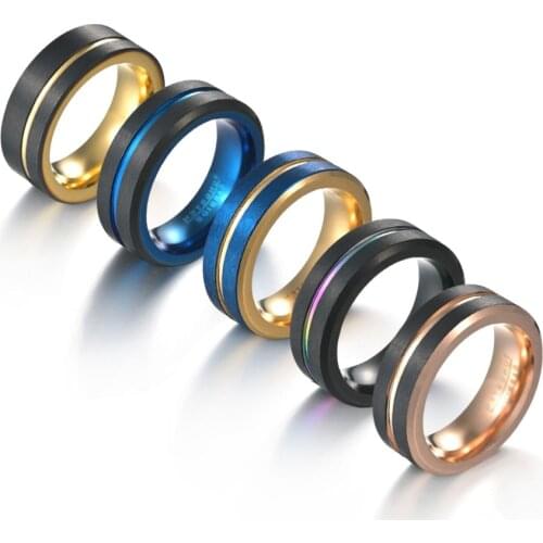 8mm 100% Tungsten Carbide Ring Blue and Black Matte Finish Beveled Edge Mens Wedding Ring Engagement Jewelry High Quality Gift