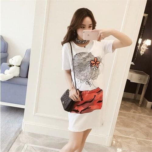 Summer White Cotton Maternity Long Tees Loose T- Shirts Clothes for Pregnant Women Fashion Tops New 2021