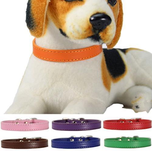 Hot Sale Fashion Adjustable Faux Leather Solid Color Dog Puppy Neck Strap Pet Collar Dog Supplies