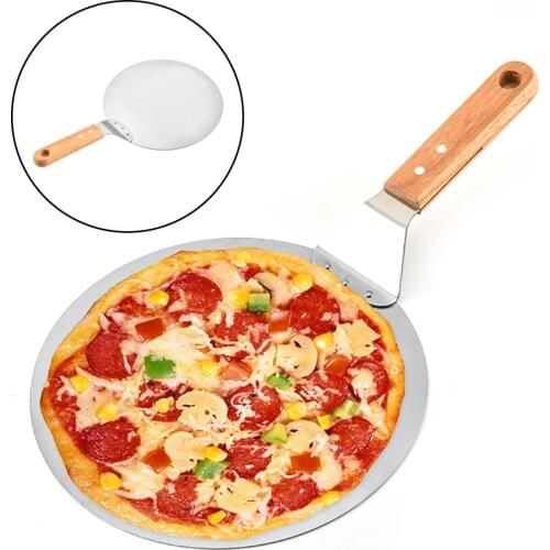 Stainless Steel Pizza Shovel Pizza Peels with Wooden Handle Pizza Paddle Spatula Cake Baking Tool Kitchen Accessories