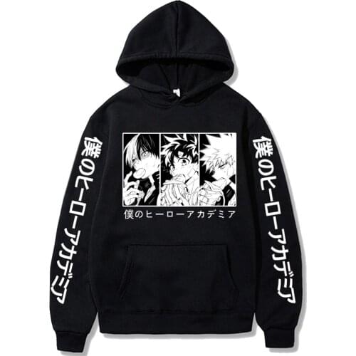 Cute Mens Hoodies My Hero Academia Men Women Pullovers Hoodies Sweatshirts Bakugou Todoroki 90s Anime Hoody Streetwear Tops