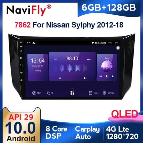 Navifly 6+128G QLED 2DIN Android car Auto multimedia smart head unit For Nissan Sylphy B17 Sentra 12 2013 2014-2018 carplay Auto