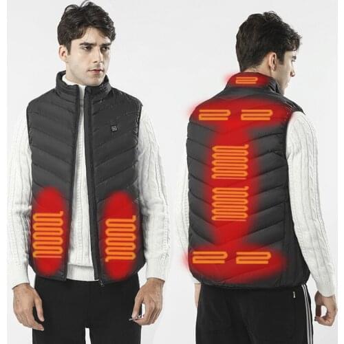 New 9 Places Heated Vest Men Women Usb Heated Jacket Heating Vest Thermal Clothing Hunting Vest Winter Heating Jacket BlackS-4XL
