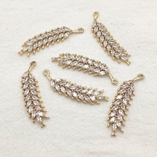 New arrival! 35x9mm 30pcs Cubic Zirconia Copper Charm for Handmade Necklace Earring DIY Parts Jewelry Findings & Components