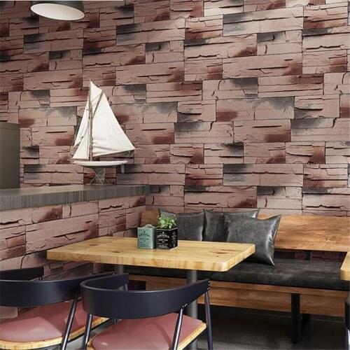 Wellyu new Antique marble brick pattern industrial wind wall paper retro clothing shop restaurant antique brick gray wallpaper