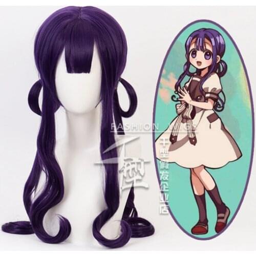 Anime Toilet-bound Hanako-kun Long Wig Akane Aoi Cosplay Wig Role Play Powder Mixed Purple 75cm