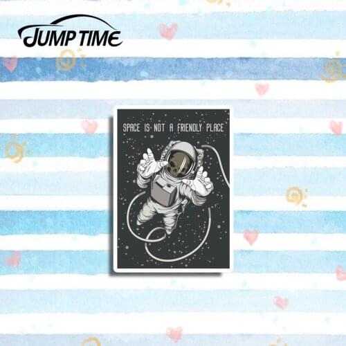 Jump Time 13cm x9.2cm Space Astronaut Skull Vinyl Stickers Laptop Car Travel Luggage Tag Decal Decor Window Bumper Waterproof