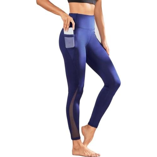 Mesh Women Fitness High Waist Legging Tummy Control Energy Gymwear Workout Running Activewear Yoga Pant Pockets Design
