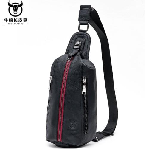 BULLCAPTAIN 2021 Genuine Leather Men Messenger Bag Male Shoulder Bag Casual Crossbody Bag Fashion Mens Handbag men chest bag
