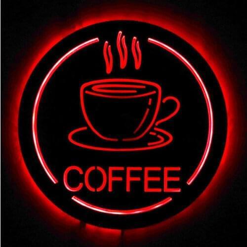 Coffee Station LED Lighting Sign Wall Mirror Java Kitchen Decor Wall Art Cafe House Light Up Business Open Sign Gift For Barista