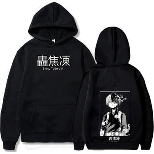 Anime My Hero Academia Deku Shoto Todoroki Hoodies Streetwear Oversized Long Sleeve Pullover Streetwear Sweatshirt Men Hoodies