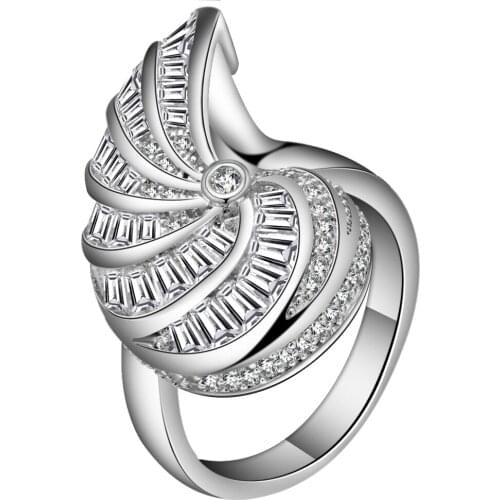 Unique Cubic Zirconia Vortex Design Rings Jewelry White Gold Filled Elegant CZ Womens Finger Rings Bijoux Anel Feminino Gifts