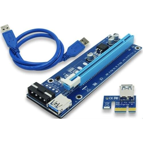 Top Quality PCI Express Cable PCI-E 1X to 16X Riser Card Extender SATA 15 Pin to 4 Pin IDE Power Supply for bitcoin Mining