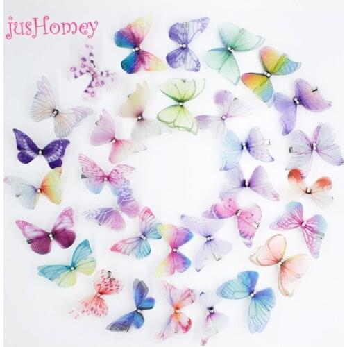24PCS Handmade Organza Butterfly Hair Clips 3D Butterfly Metal Alligator Hair Clips for Women Girl, Wedding Bridal Hair Jewelry
