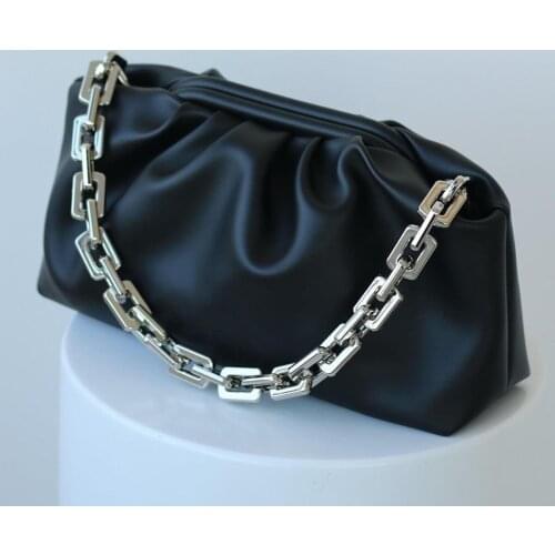 Womens Daily Handbag-Black Style Women Shoulder Bags Gold Chain Cross body Bag Pu Leather Handbags Purse Femal Tote Bag