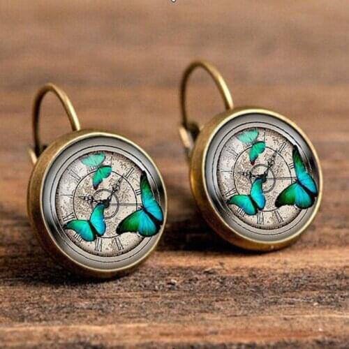 Bohemian Retro Cabochon Alloy Stud Earrings For Women Cute Fashion Animal Butterfly Pendientes Mujer Moda 2020