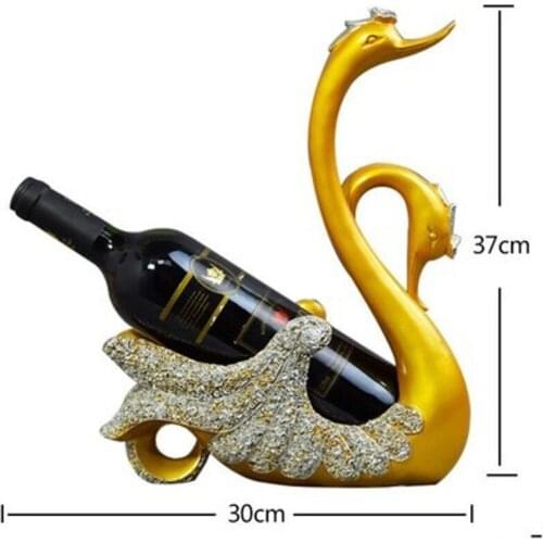 Golden Blue Swan Wine Rack Stand Bottle Holder Beer Storage Drinking Ornament Craft Accessories