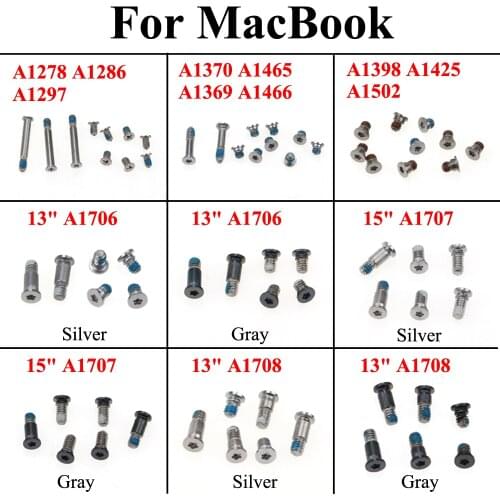 1Set 13 "15" 17 "Rear Cover Screw For Macbook Computer A1278 A1465 A1398 A1369 A150A 1706 A1707 A1708 A1297 Bottom Cover Screws