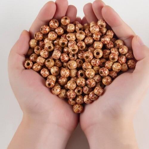 100Pcs 9*10MM Natural Schima Wood Beads Oval Leopard Print Wooden Beads Bracelets Necklace Handmade Craft For DIY Jewelry Making