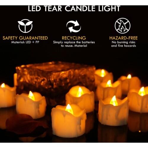 12Pcs/box LED Candles Tea Light Flameless LED Electronic Candle Light with Button Batteries Party Christmas Halloween Home Decor